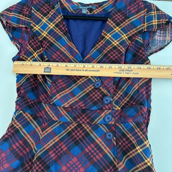 ModCloth Plaid‎ Button-Front Fit & Flare Dress – Vintage Style, Size L - Picture 9 of 9